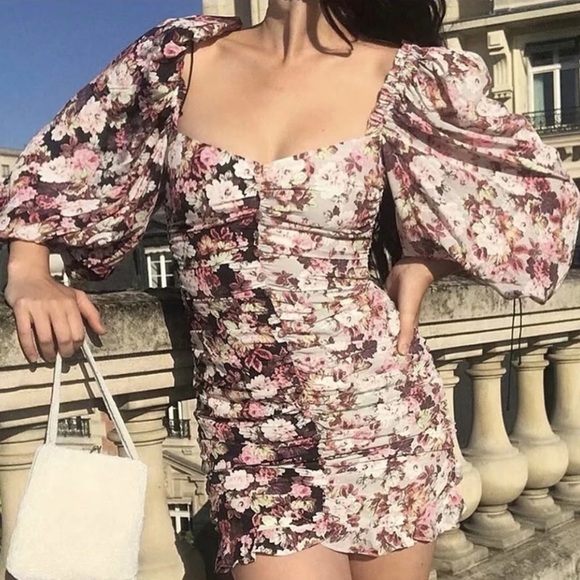 For Love and Lemons Houston Floral Ruched Mini Dress - Picture 2 of 16